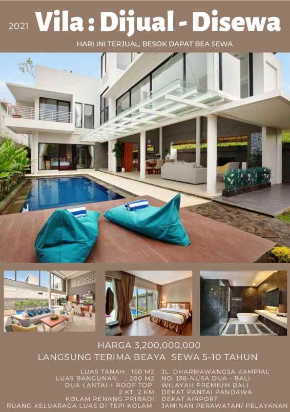 rumah 2 lantai bagus furnished shm nusa dua benoa