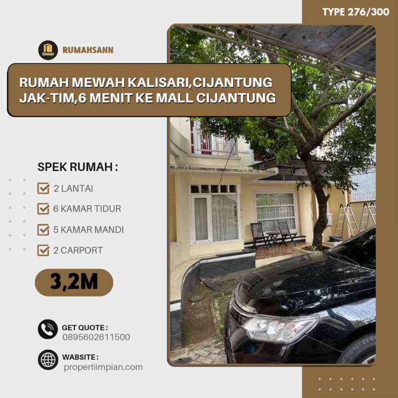 rumah 6 kamar tidur di kalisari cijantung jak tim
