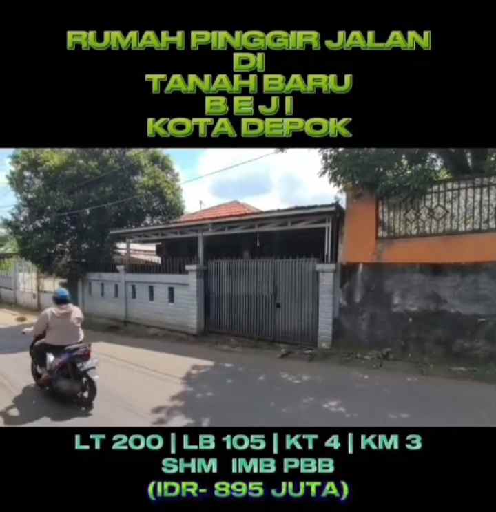 rumah murah depok tanah baru beji pinggir jalan