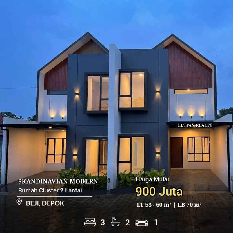 rumah skandinavian modern beji depok dekat tol kukusan