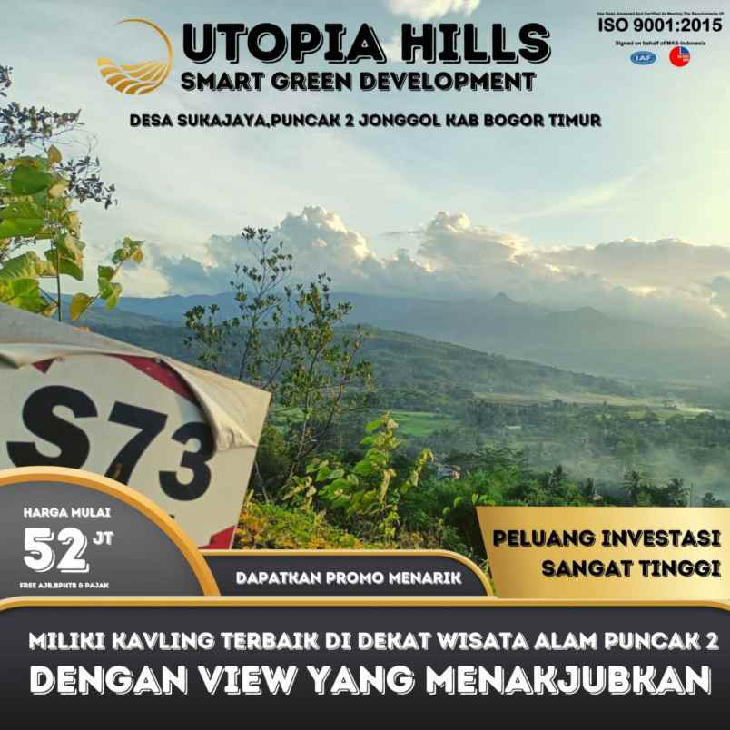 tanah kavling utopia hills puncak 2 bogor