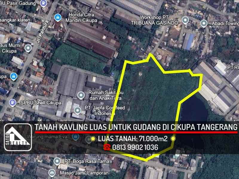 tanah luas di jl raya serang dukuh cikupa tangerang