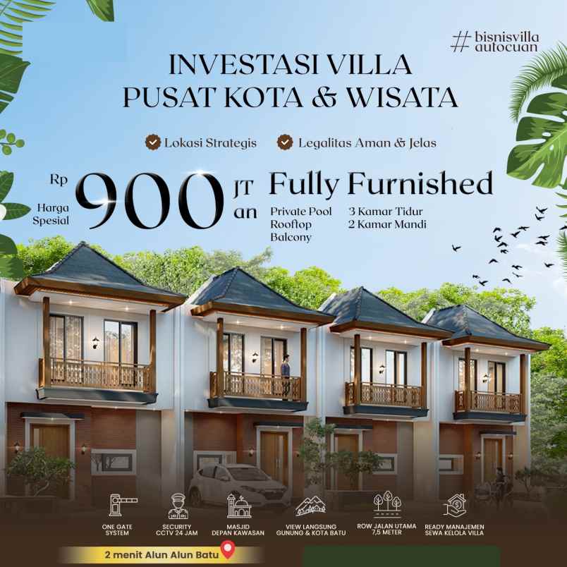 villa dekat wisata alun alun kota batu