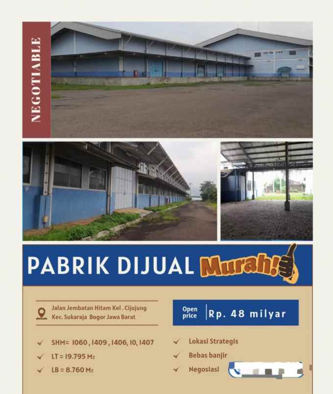dijual pabrik murah bogor jawa barat