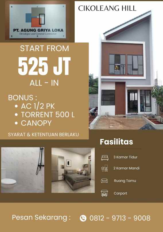 dijual rumah cikoleang hill perbatasan