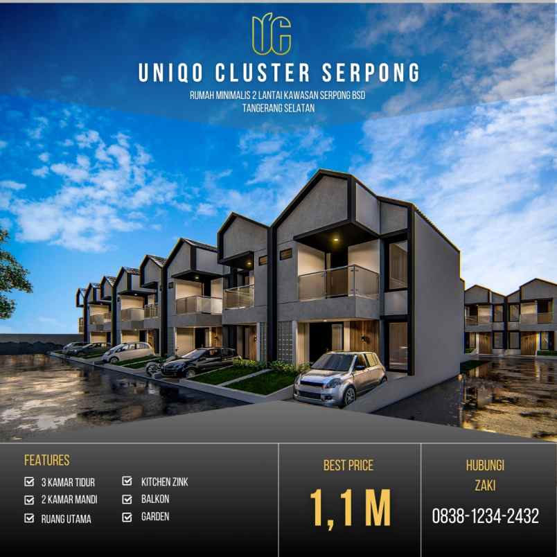 dijual rumah uniqo cluster serpong jl
