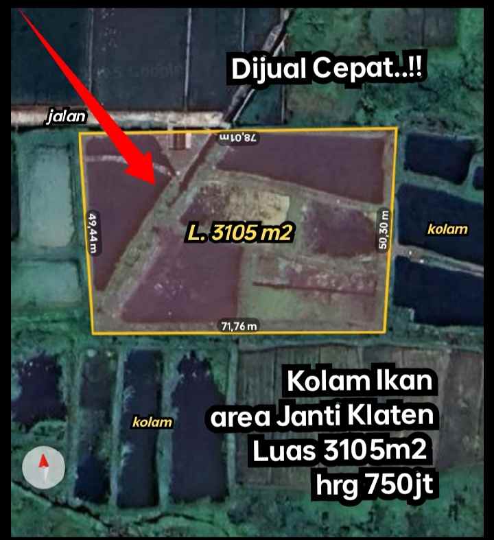 dijual tanah dekat wisata air janti klaten