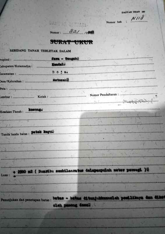 dijual tanah di segrumung metheseh boja kan kendal