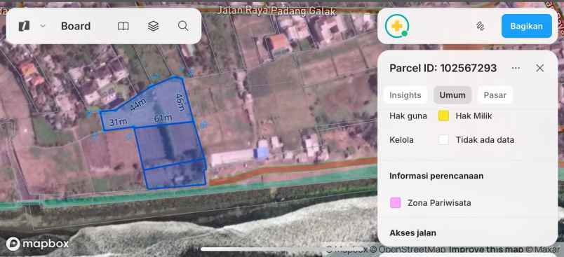 disewakan tanah padang galak sanur