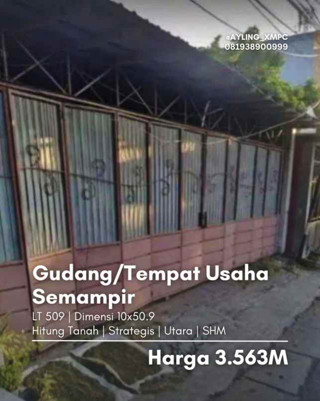 hitung tanah gudang tempat usaha semampir strategis