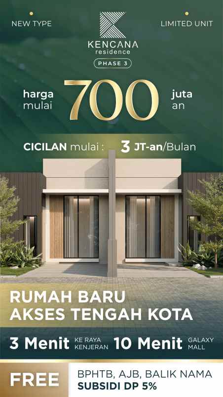 new cluster kencana residence phase 3 start 700 jutaan