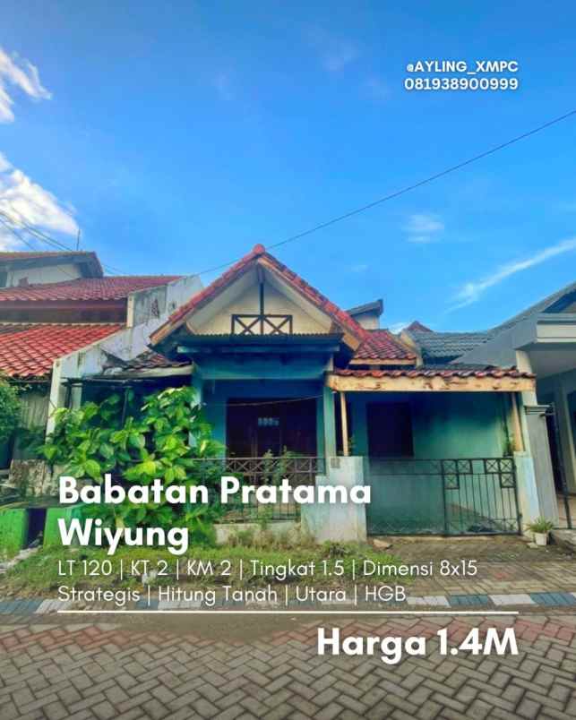rumah babatan pratama wiyung strategis butuh renovasi
