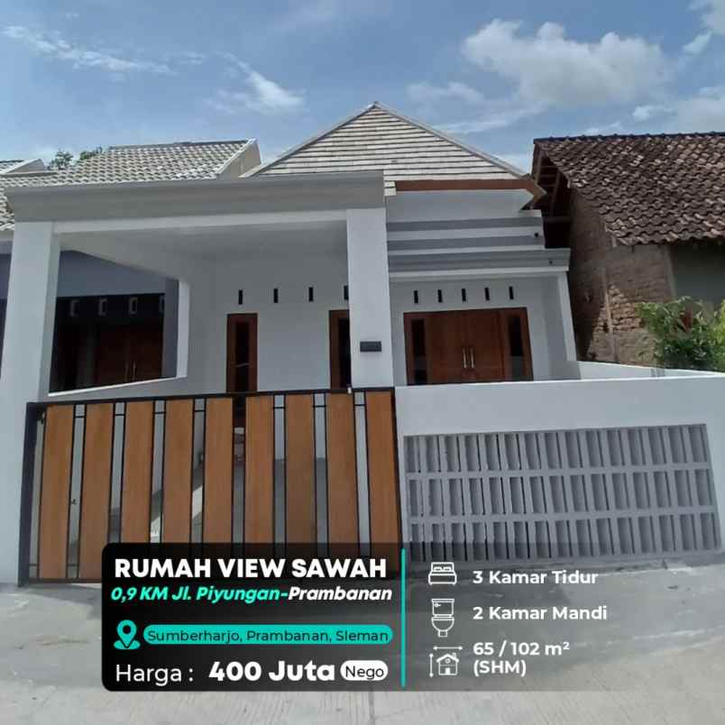rumah baru view gunung sawah di sleman timur jogja
