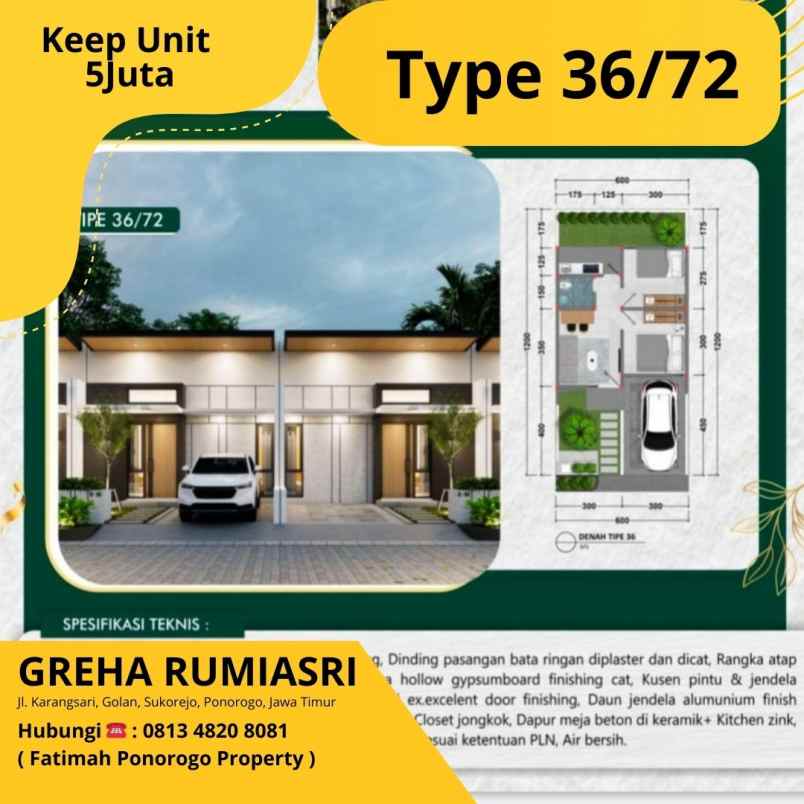 rumah minimalis dan asri di ponorogo
