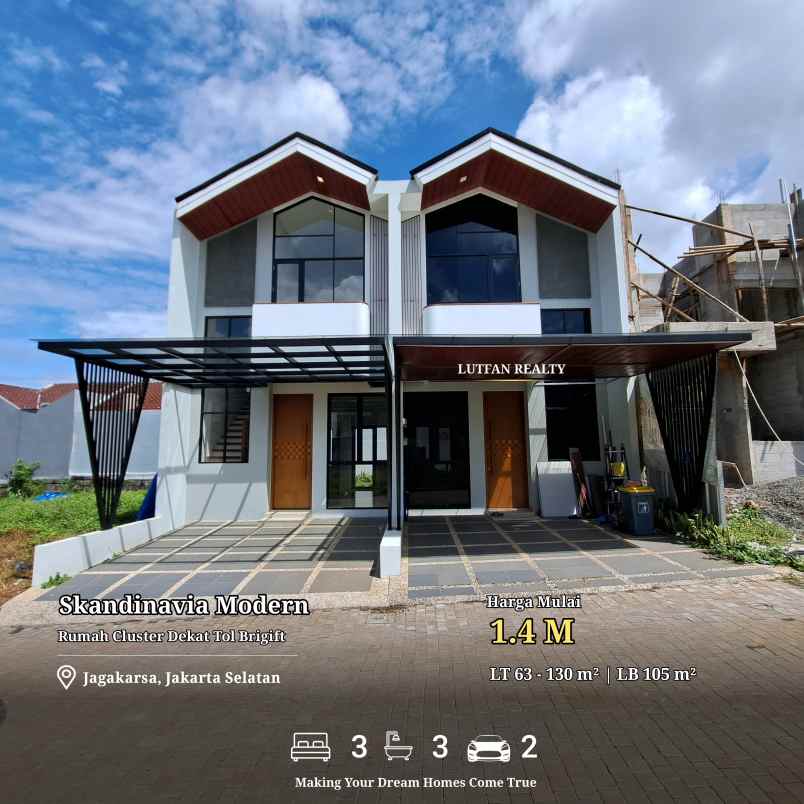 rumah skandinavian dalam cluster dekat tol brigift