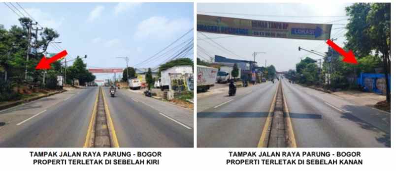 tanah datar pinggir jalan raya provinsi parung bogor
