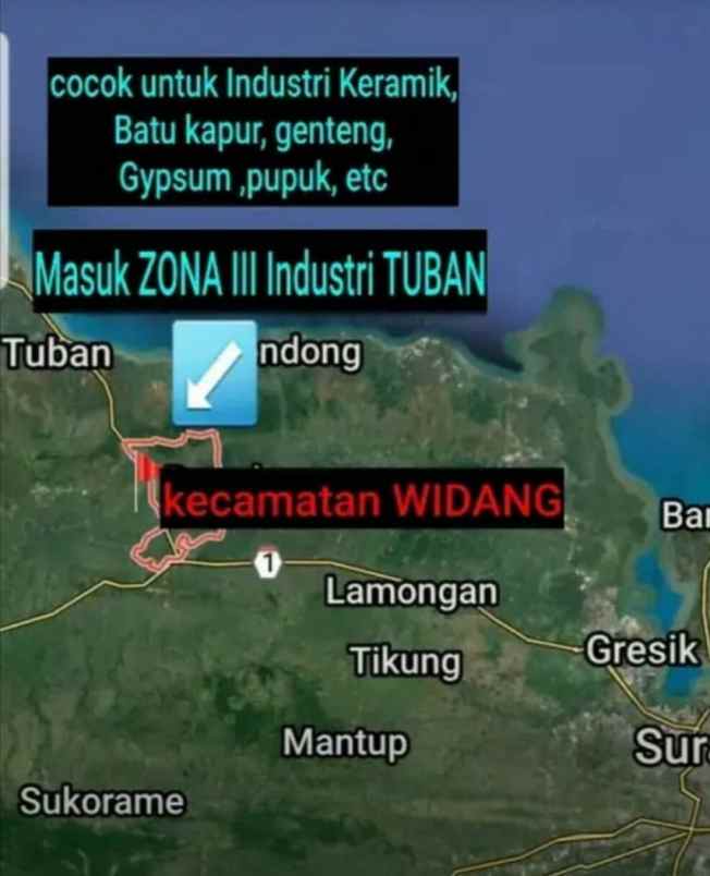 tanah industri kec widang tuban nol jalan raya dnd