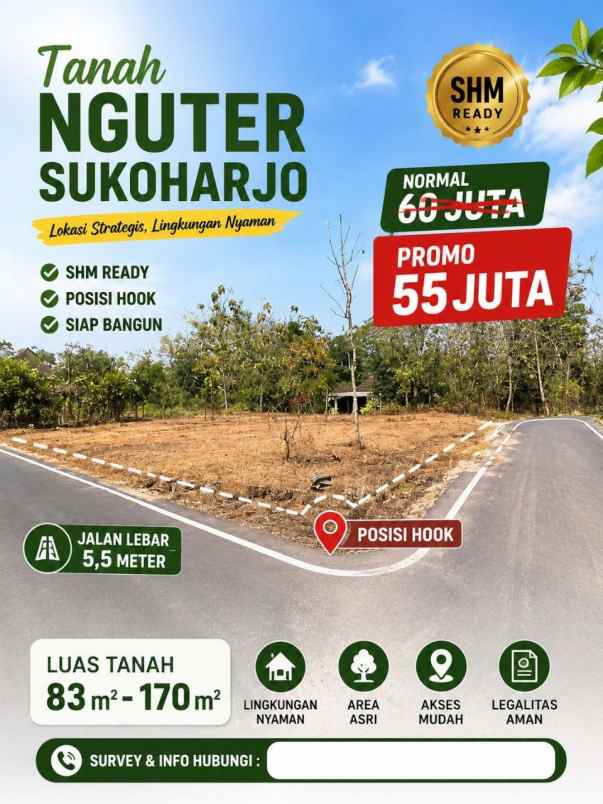 tanah nguter sukoharjo shm jalan 5 5m