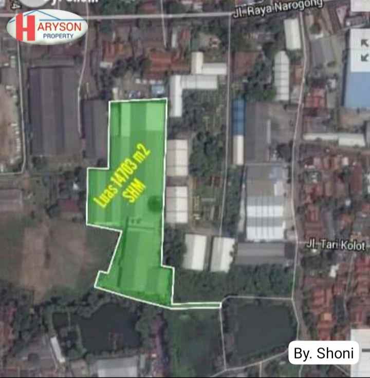 dijual gudang 14 703 m2 bantargebang bekasi