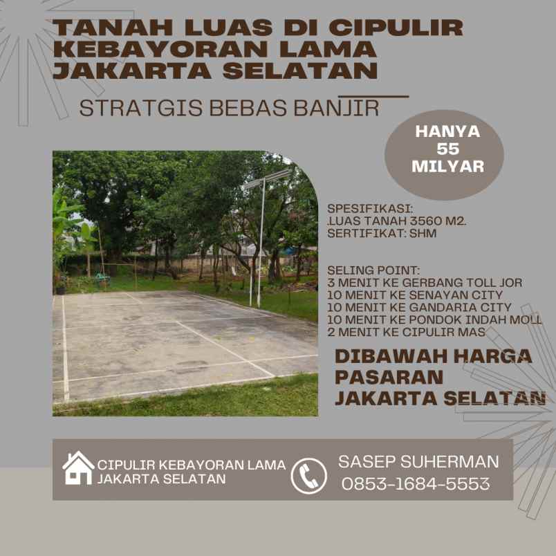 dijual tanah cipulir kebayoran lama