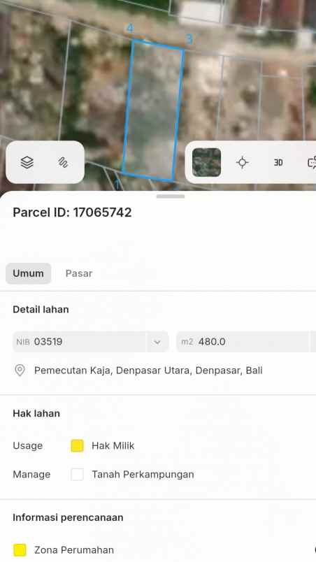 dijual tanah jl bung tomo x