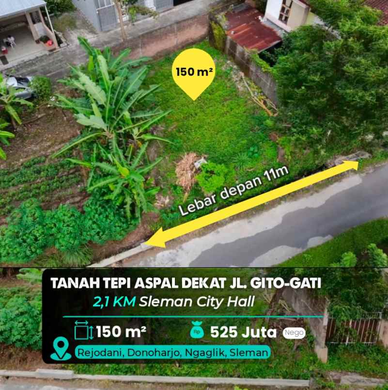 dijual tanah jl gito gati