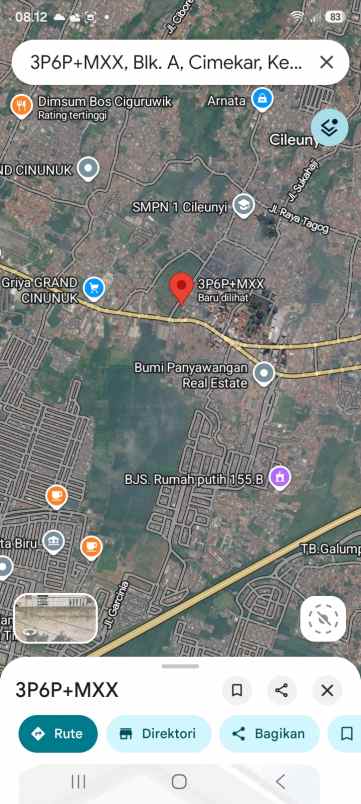 dijual tanah jl raya cinunuk cileunyi