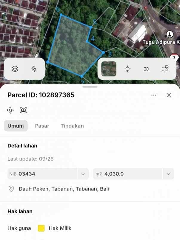dijual tanah jl raya denpasar gilimanuk