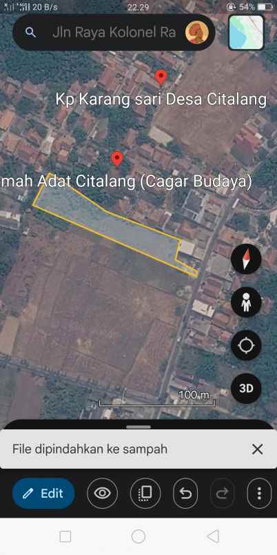 dijual tanah jln raya kolonel rahmat kp