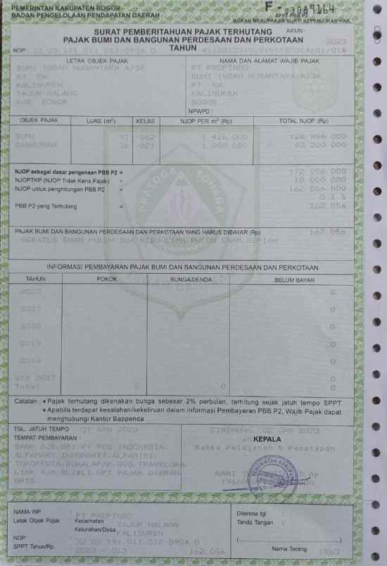 dijual tanah perum bumi indah nusantara