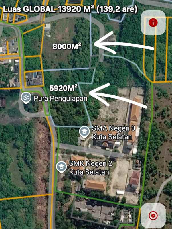 dijual tanah utara patung gwk