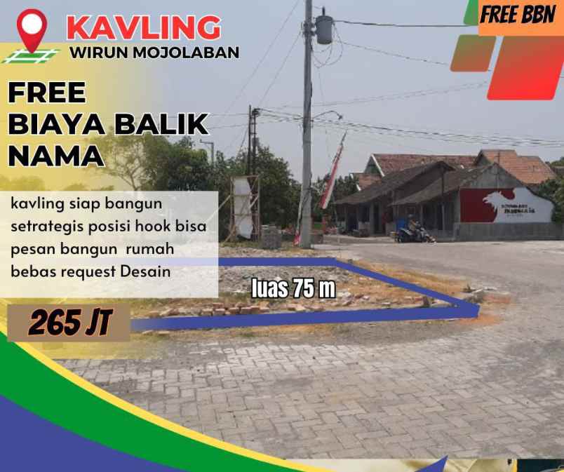 dijual tanah wirun mojolaban sukoharjo