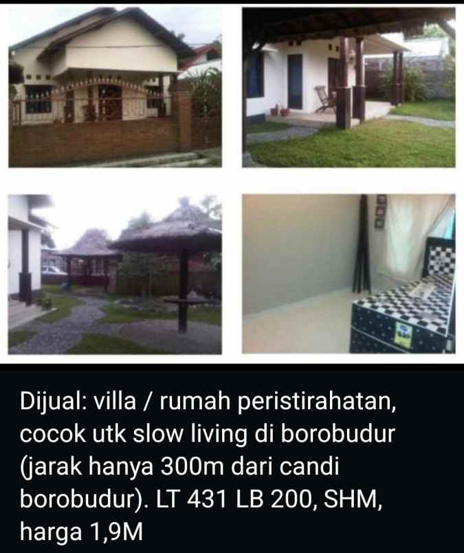 dijual villa dekat candi borobudur magelang