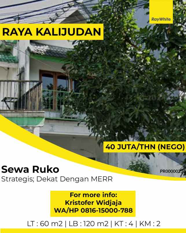 disewakan ruko gudang kantor raya kalijudan mulyorejo