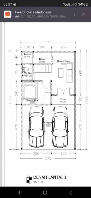 jual rumah dalam komplek free bphtb di beji depok