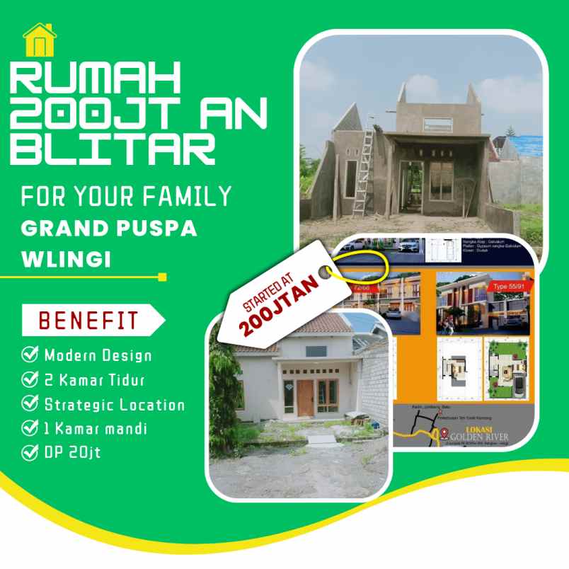 rumah 200jt an pinggir jalan dekat kota free shm