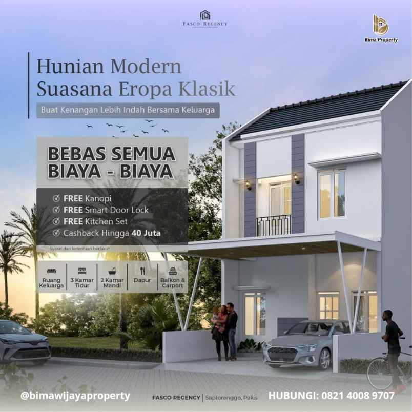 rumah modern gaya eropa 2 lantai di pakis