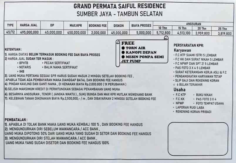 rumah sumber jaya tambun selatan