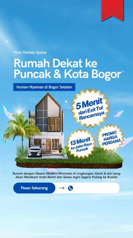 rumah villa dekat puncak di rancamaya bogor