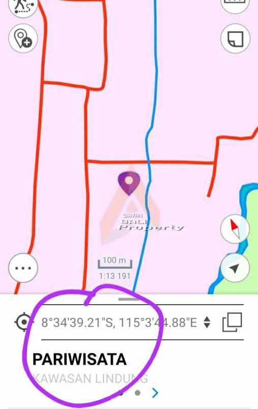 tanah 900m2 dekat pantai dan view sawah di kelating