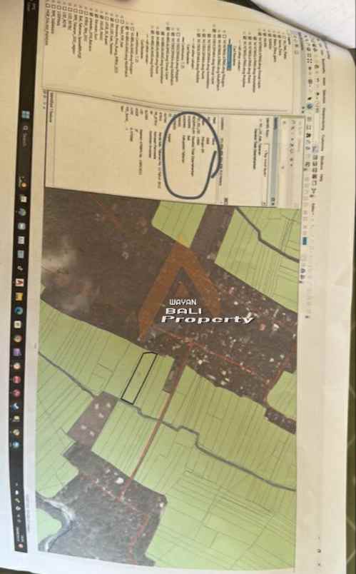 tanah 900m2 dekat pantai dan view sawah di kelating