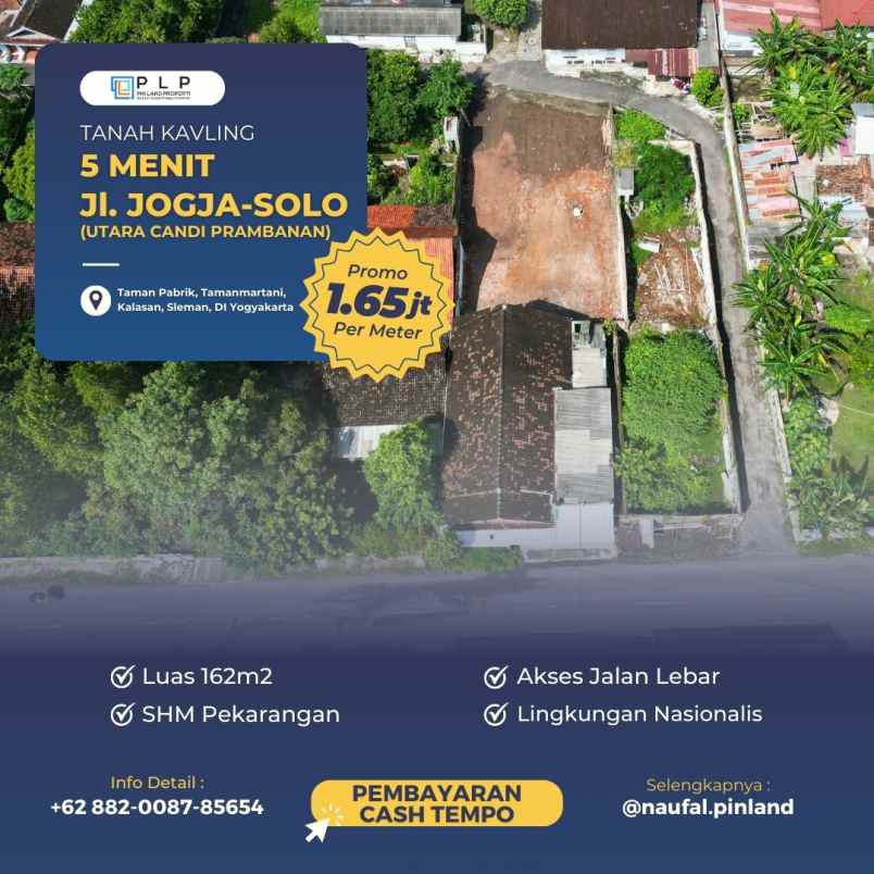 tanah kavling dekat candi prambanan 1 65jt per meter
