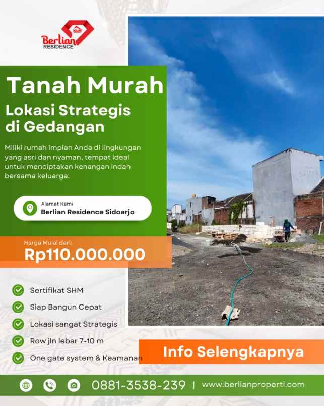 tanah kavling strategis di gedangan sidoarjo