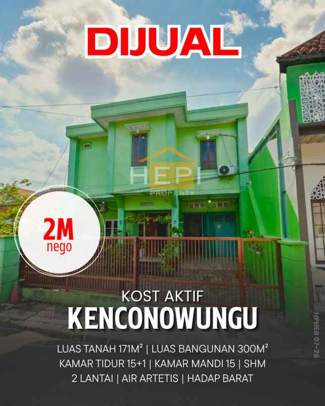 dijual kos aktif di kenconowungu semarang barat