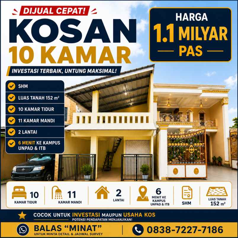 dijual kost jl caringin jatinangor