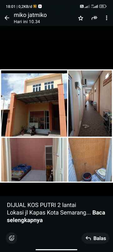 dijual kost putri aktif di jl kapas semarang