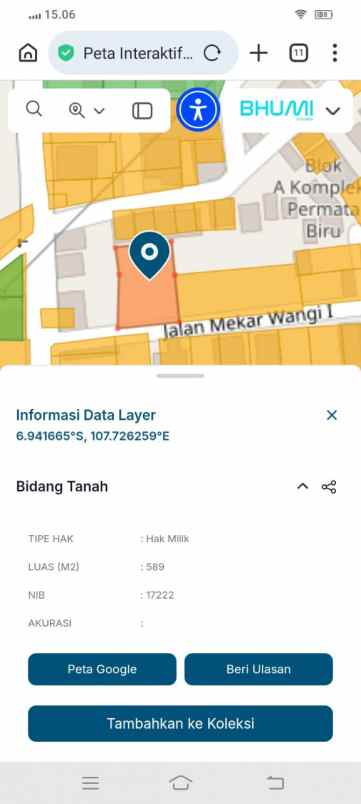 dijual murah tanah shm dekat kampus upi cibiru bandung