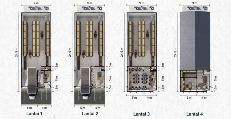 dijual ruko gudang kantor jalan saluran irigasi