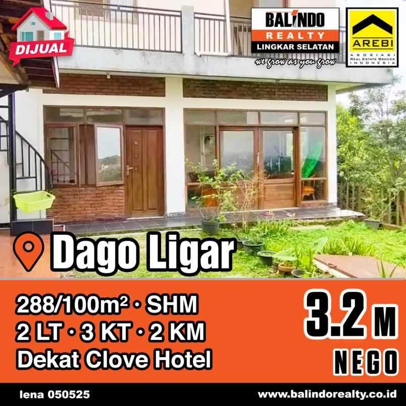 dijual rumah asri 3 kamar tidur di ligar elok dago