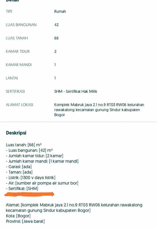 dijual rumah beserta isinya di cluster mabruk jaya 2 1